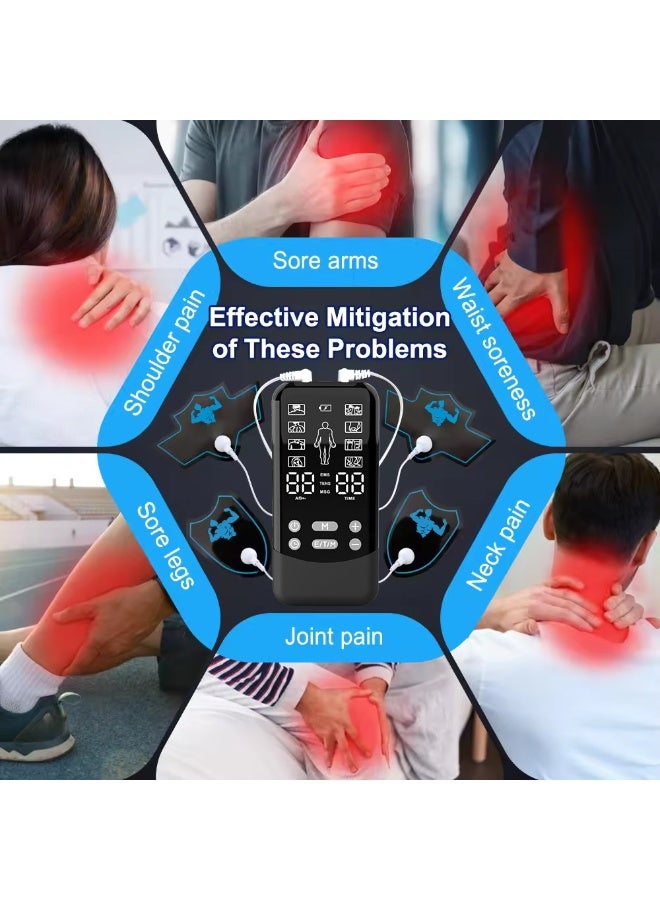 WALALLA TENS Unit Muscle Stimulator 8 Modes 30 Intensities, Rechargeable 4 Channel TENS Machine for Pain Relief Muscle Massager with 8 Premium Electrode Pads and Dust-Proof Storage Bag - Image 5